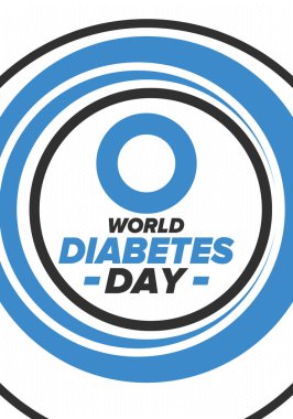 Dünya Diyabet Günü. Kasım 'da farkındalık ayı. Mavi daire sembolü. Tıbbi sağlık ve önleme tasarımı. Poster, kart, afiş ve geçmiş. Vektör illüstrasyonu