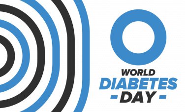 Dünya Diyabet Günü. Kasım 'da farkındalık ayı. Mavi daire sembolü. Tıbbi sağlık ve önleme tasarımı. Poster, kart, afiş ve geçmiş. Vektör illüstrasyonu