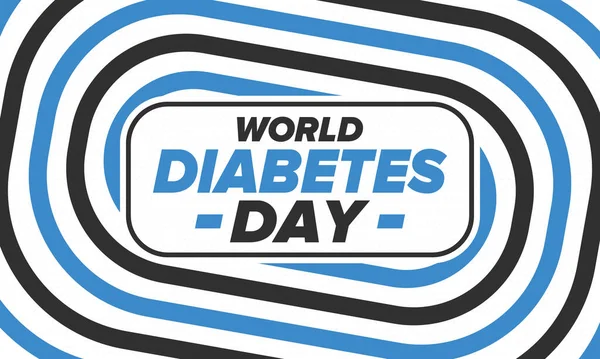 Dünya Diyabet Günü. Kasım 'da farkındalık ayı. Mavi daire sembolü. Tıbbi sağlık ve önleme tasarımı. Poster, kart, afiş ve geçmiş. Vektör illüstrasyonu