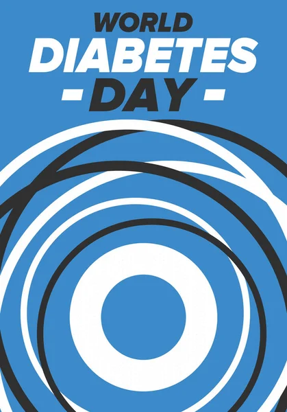 Dünya Diyabet Günü. Kasım 'da farkındalık ayı. Mavi daire sembolü. Tıbbi sağlık ve önleme tasarımı. Poster, kart, afiş ve geçmiş. Vektör illüstrasyonu