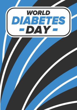 Dünya Diyabet Günü. Kasım 'da farkındalık ayı. Mavi daire sembolü. Tıbbi sağlık ve önleme tasarımı. Poster, kart, afiş ve geçmiş. Vektör illüstrasyonu