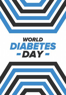 Dünya Diyabet Günü. Kasım 'da farkındalık ayı. Mavi daire sembolü. Tıbbi sağlık ve önleme tasarımı. Poster, kart, afiş ve geçmiş. Vektör illüstrasyonu