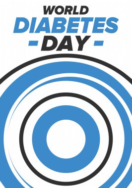 Dünya Diyabet Günü. Kasım 'da farkındalık ayı. Mavi daire sembolü. Tıbbi sağlık ve önleme tasarımı. Poster, kart, afiş ve geçmiş. Vektör illüstrasyonu