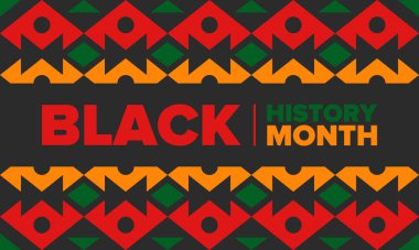 Siyahların Tarihi Ayı. Afrikalı Amerikan Tarihi. Yıllık kutlama. Şubat 'ta Amerika ve Kanada' da. Ekim ayında İngiltere 'de. Poster, kart, afiş, geçmiş. Vektör illüstrasyonu