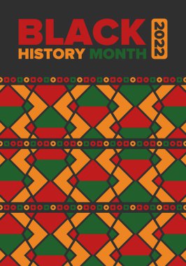 Siyahların Tarihi Ayı. Afrikalı Amerikan Tarihi. Yıllık kutlama. Şubat 'ta Amerika ve Kanada' da. Ekim ayında İngiltere 'de. Poster, kart, afiş, geçmiş. Vektör illüstrasyonu