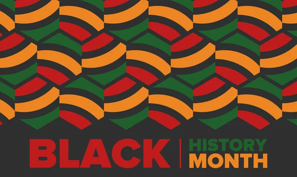 Siyahların Tarihi Ayı. Afrikalı Amerikan Tarihi. Yıllık kutlama. Şubat 'ta Amerika ve Kanada' da. Ekim ayında İngiltere 'de. Poster, kart, afiş, geçmiş. Vektör illüstrasyonu