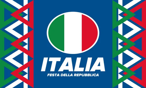 Festa Della Repubblica Italiana Texto Italiano Día República Italiana Feliz — Vector de stock