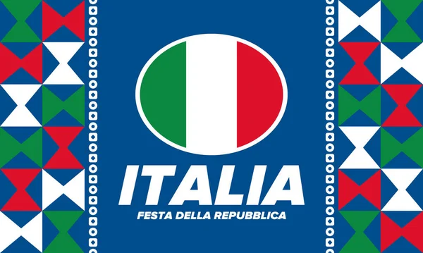 Festa Della Repubblica Italiana 意大利文文本 意大利共和国日 国庆节快乐 每年6月2日在意大利庆祝 意大利国旗 爱国设计 — 图库矢量图片