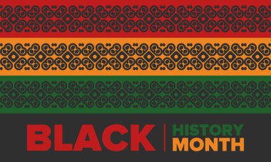 Siyahların Tarihi Ayı. Afrikalı Amerikan Tarihi. Yıllık kutlama. Şubat 'ta Amerika ve Kanada' da. Ekim ayında İngiltere 'de. Poster, kart, afiş, geçmiş. Vektör illüstrasyonu