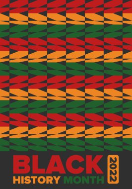 Siyahların Tarihi Ayı. Afrikalı Amerikan Tarihi. Yıllık kutlama. Şubat 'ta Amerika ve Kanada' da. Ekim ayında İngiltere 'de. Poster, kart, afiş, geçmiş. Vektör illüstrasyonu