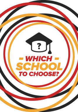 Hangi okulu seçsem? Doğru okul, çocuklarınız için en iyi eğitim ve bilgi. Etkili öğrenme, ilham ve motivasyon. Yeteneğin açığa çıkması, mutlu zamanlar ve başarılı bir gelecek. Hemen okul seçimini yap! Vektör posteri