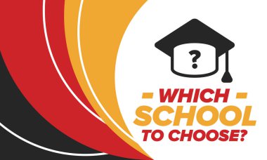 Hangi okulu seçsem? Doğru okul, çocuklarınız için en iyi eğitim ve bilgi. Etkili öğrenme, ilham ve motivasyon. Yeteneğin açığa çıkması, mutlu zamanlar ve başarılı bir gelecek. Hemen okul seçimini yap! Vektör posteri