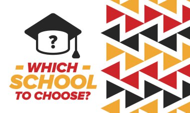 Hangi okulu seçsem? Doğru okul, çocuklarınız için en iyi eğitim ve bilgi. Etkili öğrenme, ilham ve motivasyon. Yeteneğin açığa çıkması, mutlu zamanlar ve başarılı bir gelecek. Hemen okul seçimini yap! Vektör posteri