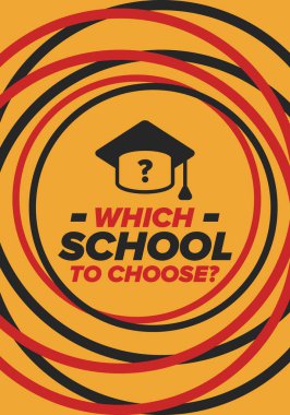 Hangi okulu seçsem? Doğru okul, çocuklarınız için en iyi eğitim ve bilgi. Etkili öğrenme, ilham ve motivasyon. Yeteneğin açığa çıkması, mutlu zamanlar ve başarılı bir gelecek. Hemen okul seçimini yap! Vektör posteri