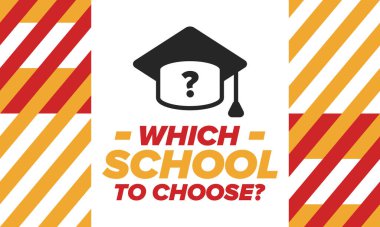 Hangi okulu seçsem? Doğru okul, çocuklarınız için en iyi eğitim ve bilgi. Etkili öğrenme, ilham ve motivasyon. Yeteneğin açığa çıkması, mutlu zamanlar ve başarılı bir gelecek. Hemen okul seçimini yap! Vektör posteri