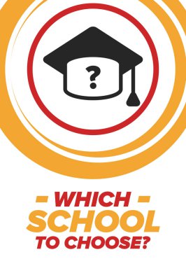 Hangi okulu seçsem? Doğru okul, çocuklarınız için en iyi eğitim ve bilgi. Etkili öğrenme, ilham ve motivasyon. Yeteneğin açığa çıkması, mutlu zamanlar ve başarılı bir gelecek. Hemen okul seçimini yap! Vektör posteri