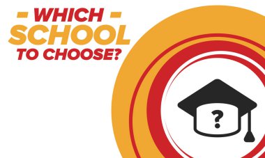 Hangi okulu seçsem? Doğru okul, çocuklarınız için en iyi eğitim ve bilgi. Etkili öğrenme, ilham ve motivasyon. Yeteneğin açığa çıkması, mutlu zamanlar ve başarılı bir gelecek. Hemen okul seçimini yap! Vektör posteri