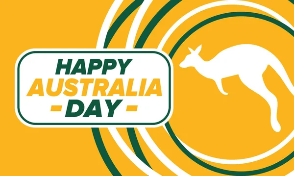 Ausztrália Napja Nemzeti Boldog Ünnep Ünnepelt Éves Január Ausztrál Hazafias — Stock Vector