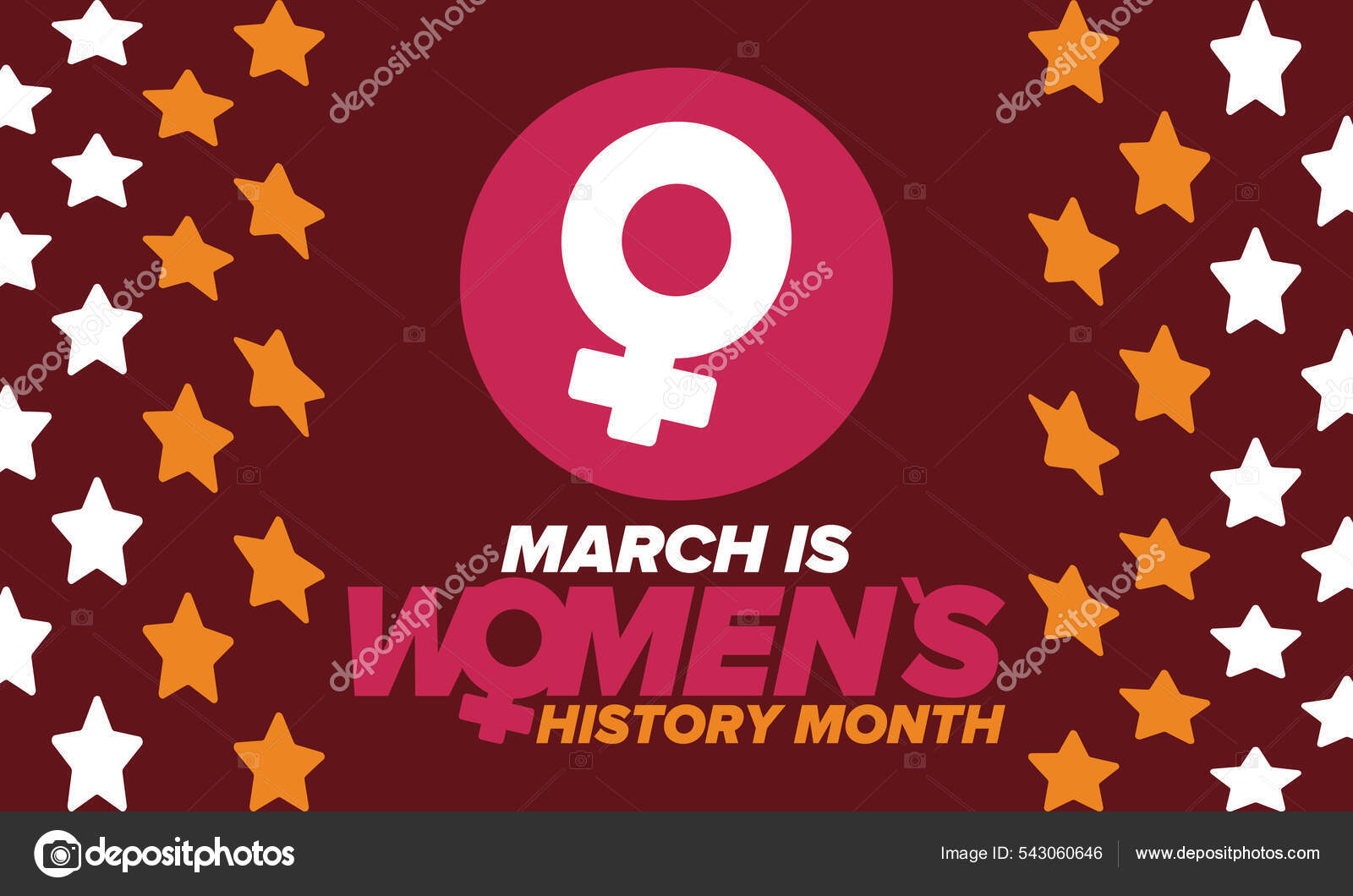 Women's History Month Celebrated Annual March Mark Womens Contribution History Stock Vector