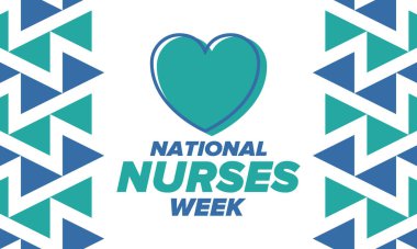 Ulusal Hemşireler Haftası. Teşekkürler hemşireler. Tıbbi ve sağlık hizmetleri konsepti. Virüslere ve hastalıklara karşı savaşanlar. Doktorların şerefine. Amerika 'da yıllık kutlama. Vektör illüstrasyon posteri