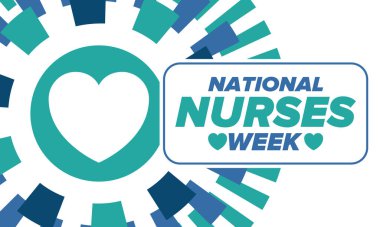 Ulusal Hemşireler Haftası. Teşekkürler hemşireler. Tıbbi ve sağlık hizmetleri konsepti. Virüslere ve hastalıklara karşı savaşanlar. Doktorların şerefine. Amerika 'da yıllık kutlama. Vektör illüstrasyon posteri