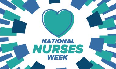 Ulusal Hemşireler Haftası. Teşekkürler hemşireler. Tıbbi ve sağlık hizmetleri konsepti. Virüslere ve hastalıklara karşı savaşanlar. Doktorların şerefine. Amerika 'da yıllık kutlama. Vektör illüstrasyon posteri