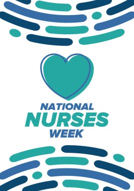 Ulusal Hemşireler Haftası. Teşekkürler hemşireler. Tıbbi ve sağlık hizmetleri konsepti. Virüslere ve hastalıklara karşı savaşanlar. Doktorların şerefine. Amerika 'da yıllık kutlama. Vektör illüstrasyon posteri