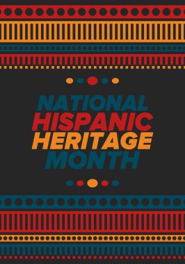 Eylül ve Ekim aylarında Ulusal İspanyol Mirası Ayı. İspanyol ve Latin Amerika kültürü. Birleşik Devletler 'de yıllık kutlama. Poster, kart, afiş ve geçmiş. Vektör illüstrasyonu