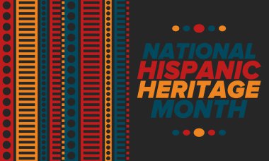 Eylül ve Ekim aylarında Ulusal İspanyol Mirası Ayı. İspanyol ve Latin Amerika kültürü. Birleşik Devletler 'de yıllık kutlama. Poster, kart, afiş ve geçmiş. Vektör illüstrasyonu