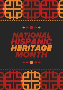 Eylül ve Ekim aylarında Ulusal İspanyol Mirası Ayı. İspanyol ve Latin Amerika kültürü. Birleşik Devletler 'de yıllık kutlama. Poster, kart, afiş ve geçmiş. Vektör illüstrasyonu