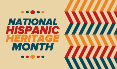 Eylül ve Ekim aylarında Ulusal İspanyol Mirası Ayı. İspanyol ve Latin Amerika kültürü. Birleşik Devletler 'de yıllık kutlama. Poster, kart, afiş ve geçmiş. Vektör illüstrasyonu