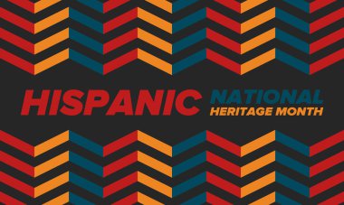 Eylül ve Ekim aylarında Ulusal İspanyol Mirası Ayı. İspanyol ve Latin Amerika kültürü. Birleşik Devletler 'de yıllık kutlama. Poster, kart, afiş ve geçmiş. Vektör illüstrasyonu