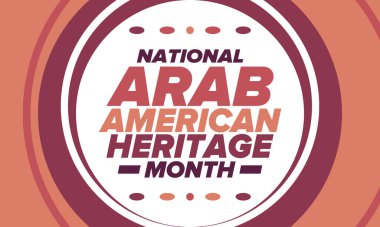 Nisan 'da Kızılderili Amerikan Mirası Ayı. Arap Amerikan kültürü. Birleşik Devletler 'de yıllık kutlama. Geleneksel Arap modeli. Poster, kart, afiş ve geçmiş. Vektör süsü, illüstrasyon