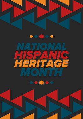 Eylül ve Ekim aylarında Ulusal İspanyol Mirası Ayı. İspanyol ve Latin Amerika kültürü. Birleşik Devletler 'de yıllık kutlama. Poster, kart, afiş ve geçmiş. Vektör illüstrasyonu