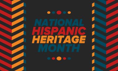 Eylül ve Ekim aylarında Ulusal İspanyol Mirası Ayı. İspanyol ve Latin Amerika kültürü. Birleşik Devletler 'de yıllık kutlama. Poster, kart, afiş ve geçmiş. Vektör illüstrasyonu