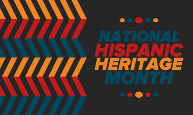 Eylül ve Ekim aylarında Ulusal İspanyol Mirası Ayı. İspanyol ve Latin Amerika kültürü. Birleşik Devletler 'de yıllık kutlama. Poster, kart, afiş ve geçmiş. Vektör illüstrasyonu