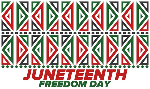 Haziran Bağımsızlık Günü 'nde. Özgürlük ya da Özgürlük Günü. Yıllık Amerikan bayramı, 19 Haziran 'da kutlandı. Afro-Amerikan tarihi ve mirası. Poster, tebrik kartı, afiş ve geçmiş. Vektör