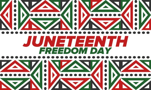 Haziran Bağımsızlık Günü 'nde. Özgürlük ya da Özgürlük Günü. Yıllık Amerikan bayramı, 19 Haziran 'da kutlandı. Afro-Amerikan tarihi ve mirası. Poster, tebrik kartı, afiş ve geçmiş. Vektör