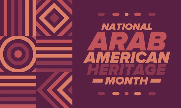 Ursprunglig Arabisk Amerikansk Heritage Månad April Arabisk Amerikansk Kultur Fira — Stock vektor