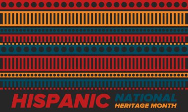 Eylül ve Ekim aylarında Ulusal İspanyol Mirası Ayı. İspanyol ve Latin Amerika kültürü. Birleşik Devletler 'de yıllık kutlama. Poster, kart, afiş ve geçmiş. Vektör illüstrasyonu