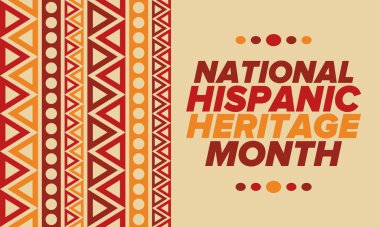 Eylül ve Ekim aylarında Ulusal İspanyol Mirası Ayı. İspanyol ve Latin Amerika kültürü. Birleşik Devletler 'de yıllık kutlama. Poster, kart, afiş ve geçmiş. Vektör illüstrasyonu