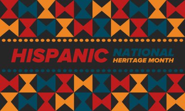 Eylül ve Ekim aylarında Ulusal İspanyol Mirası Ayı. İspanyol ve Latin Amerika kültürü. Birleşik Devletler 'de yıllık kutlama. Poster, kart, afiş ve geçmiş. Vektör illüstrasyonu