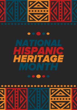 Eylül ve Ekim aylarında Ulusal İspanyol Mirası Ayı. İspanyol ve Latin Amerika kültürü. Birleşik Devletler 'de yıllık kutlama. Poster, kart, afiş ve geçmiş. Vektör illüstrasyonu