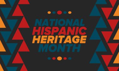 Eylül ve Ekim aylarında Ulusal İspanyol Mirası Ayı. İspanyol ve Latin Amerika kültürü. Birleşik Devletler 'de yıllık kutlama. Poster, kart, afiş ve geçmiş. Vektör illüstrasyonu