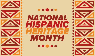 Eylül ve Ekim aylarında Ulusal İspanyol Mirası Ayı. İspanyol ve Latin Amerika kültürü. Birleşik Devletler 'de yıllık kutlama. Poster, kart, afiş ve geçmiş. Vektör illüstrasyonu