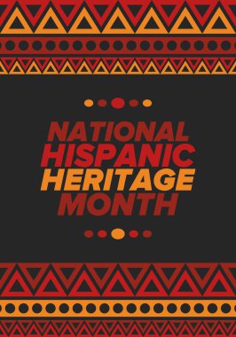 Eylül ve Ekim aylarında Ulusal İspanyol Mirası Ayı. İspanyol ve Latin Amerika kültürü. Birleşik Devletler 'de yıllık kutlama. Poster, kart, afiş ve geçmiş. Vektör illüstrasyonu