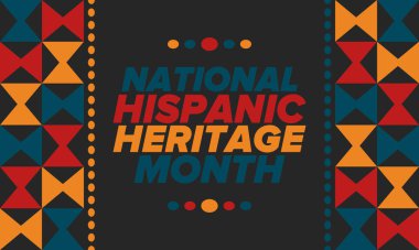 Eylül ve Ekim aylarında Ulusal İspanyol Mirası Ayı. İspanyol ve Latin Amerika kültürü. Birleşik Devletler 'de yıllık kutlama. Poster, kart, afiş ve geçmiş. Vektör illüstrasyonu