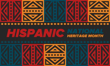 Eylül ve Ekim aylarında Ulusal İspanyol Mirası Ayı. İspanyol ve Latin Amerika kültürü. Birleşik Devletler 'de yıllık kutlama. Poster, kart, afiş ve geçmiş. Vektör illüstrasyonu
