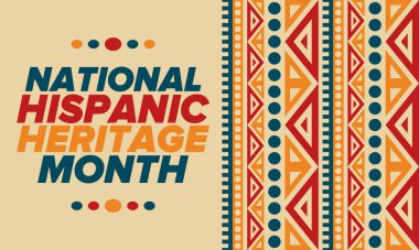 Eylül ve Ekim aylarında Ulusal İspanyol Mirası Ayı. İspanyol ve Latin Amerika kültürü. Birleşik Devletler 'de yıllık kutlama. Poster, kart, afiş ve geçmiş. Vektör illüstrasyonu