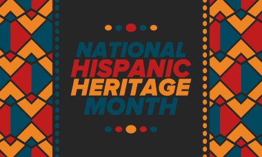 Eylül ve Ekim aylarında Ulusal İspanyol Mirası Ayı. İspanyol ve Latin Amerika kültürü. Birleşik Devletler 'de yıllık kutlama. Poster, kart, afiş ve geçmiş. Vektör illüstrasyonu